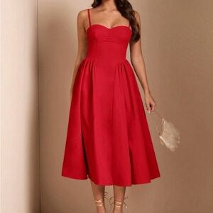 Elegant Red Midi Dress